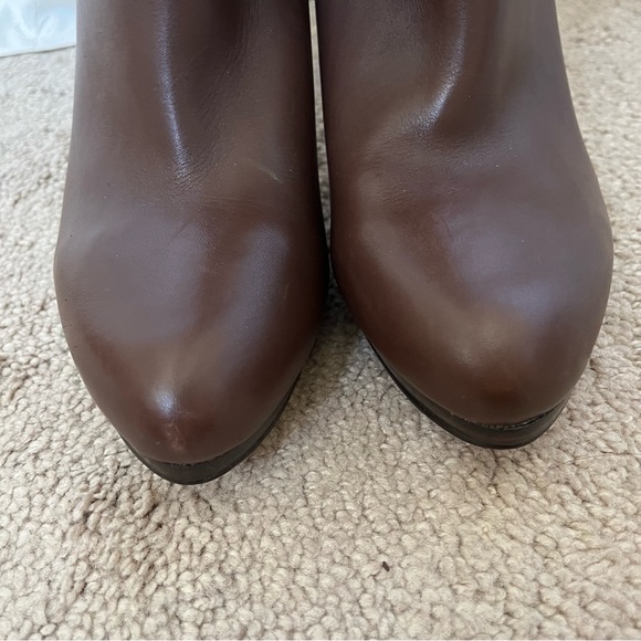 New Nine West Quizme Knee High Platform Heel Suede Brown Leather Boots Sz 9 WC - Picture 12 of 16